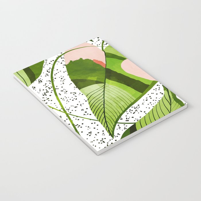 Blushing Leaves Watercolor Painting, Colorful Botanical Illustration, Tropical Modern Bohemian Notebook Gallery Image 3