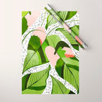 Blushing Leaves Watercolor Painting, Colorful Botanical Illustration, Tropical Modern Bohemian Wrapping Paper Gallery Image 1