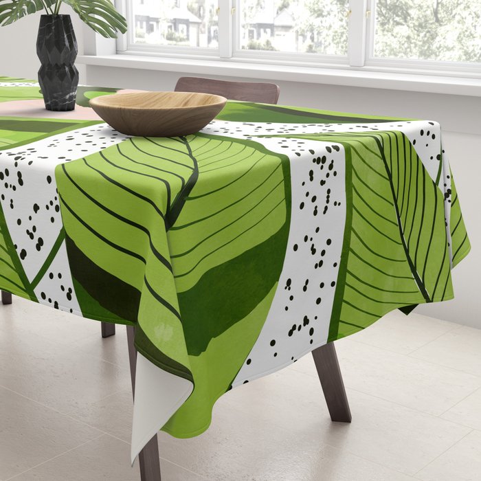 Blushing Leaves Watercolor Painting, Colorful Botanical Illustration, Tropical Modern Bohemian Tablecloth Gallery Image 3