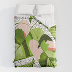 Blushing Leaves Watercolor Painting, Colorful Botanical Illustration, Tropical Modern Bohemian Comforter Gallery Image 6