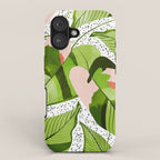Blushing Leaves Watercolor Painting, Colorful Botanical Illustration, Tropical Modern Bohemian iPhone Case Gallery Image 1