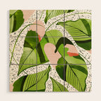 Blushing Leaves Watercolor Painting, Colorful Botanical Illustration, Tropical Modern Bohemian Wood Wall Art Gallery Image 1
