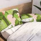 Blushing Leaves Watercolor Painting, Colorful Botanical Illustration, Tropical Modern Bohemian Pillow Sham Gallery Image 2