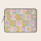 Mid Century Modern Pastel Pink Rektangel Geometric Pattern with Light Blue and Chartreuse Laptop Sleeve Gallery Image 1