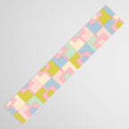 Mid Century Modern Pastel Pink Rektangel Geometric Pattern with Light Blue and Chartreuse Table Runner Gallery Image 3