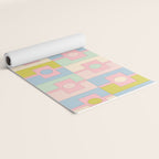 Mid Century Modern Pastel Pink Rektangel Geometric Pattern with Light Blue and Chartreuse Yoga Mat Gallery Image 2