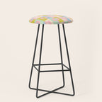 Mid Century Modern Pastel Pink Rektangel Geometric Pattern with Light Blue and Chartreuse Stool Gallery Image 1