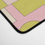 Mid Century Modern Pastel Pink Rektangel Geometric Pattern with Light Blue and Chartreuse Desk Mat Gallery Image 4