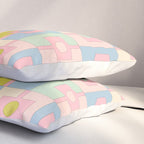 Mid Century Modern Pastel Pink Rektangel Geometric Pattern with Light Blue and Chartreuse Pillow Sham Gallery Image 3