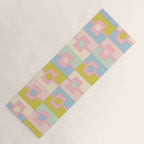 Mid Century Modern Pastel Pink Rektangel Geometric Pattern with Light Blue and Chartreuse Yoga Mat Gallery Image 1
