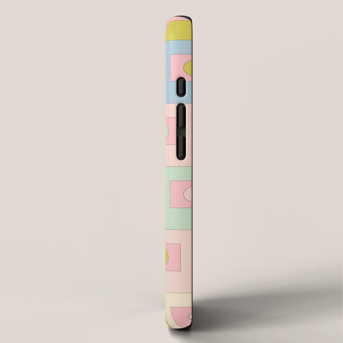 Mid Century Modern Pastel Pink Rektangel Geometric Pattern with Light Blue and Chartreuse iPhone Case Gallery Image 2