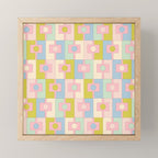 Mid Century Modern Pastel Pink Rektangel Geometric Pattern with Light Blue and Chartreuse Mini Art Print Gallery Image 1