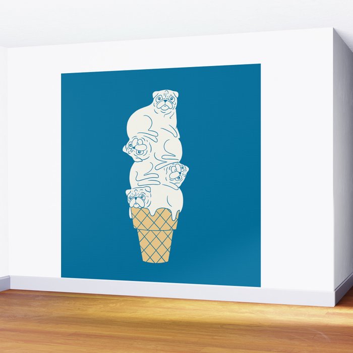 Pug Ice Cream Wall Mural Gallery Image 2