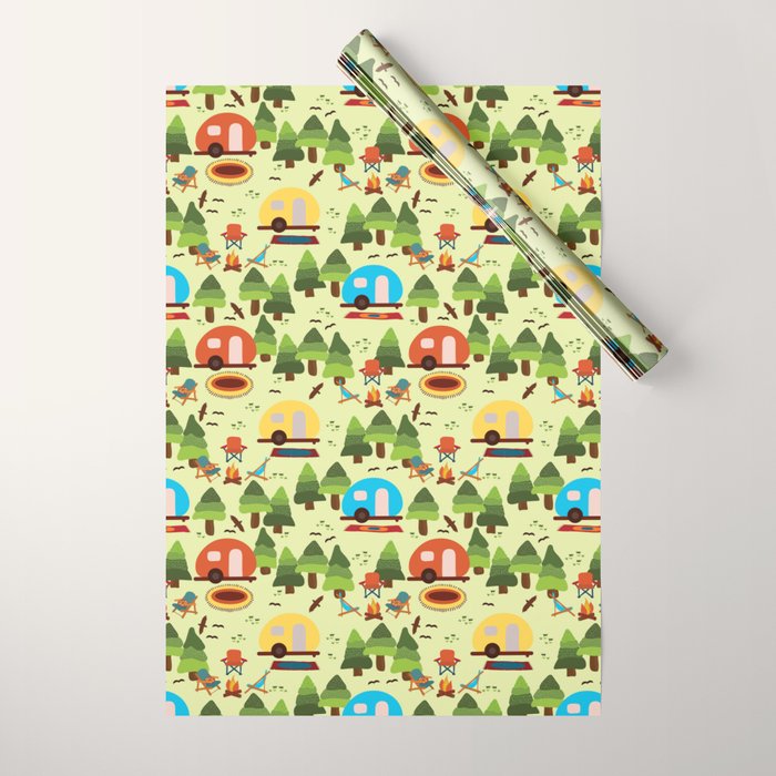 Caravan Campground Vacation Wrapping Paper Gallery Image 1
