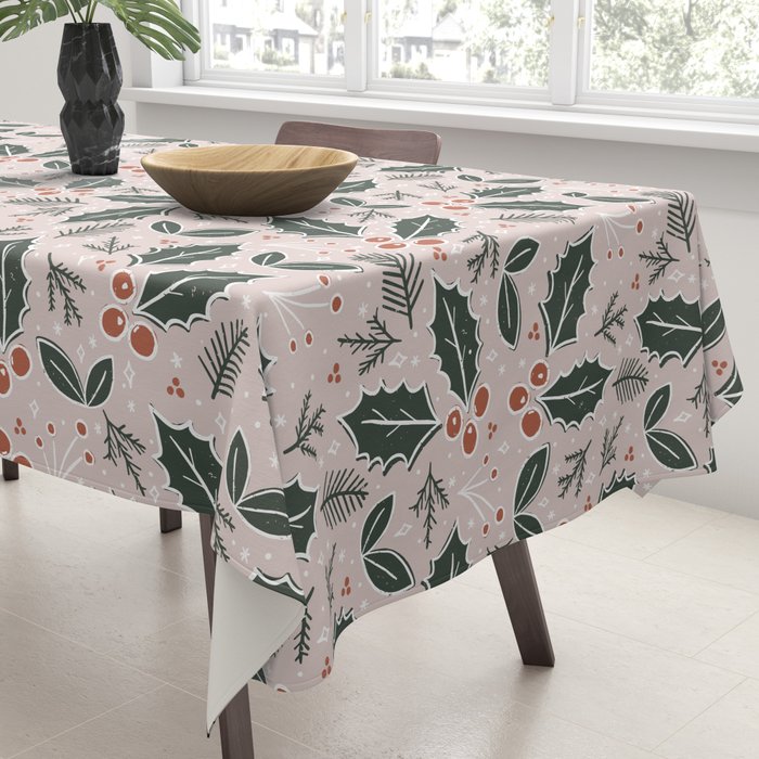Holly-days . Light Blush Tablecloth Gallery Image 3