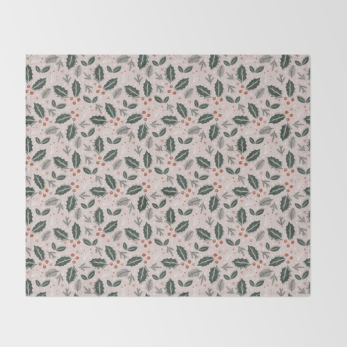 Holly-days . Light Blush Throw Blanket Gallery Image 2