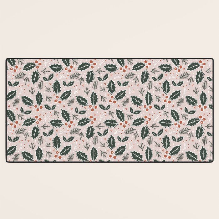 Holly-days . Light Blush Desk Mat Gallery Image 3