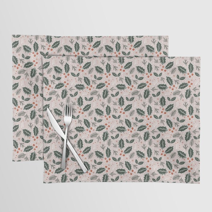 Holly-days . Light Blush Placemat Gallery Image 1