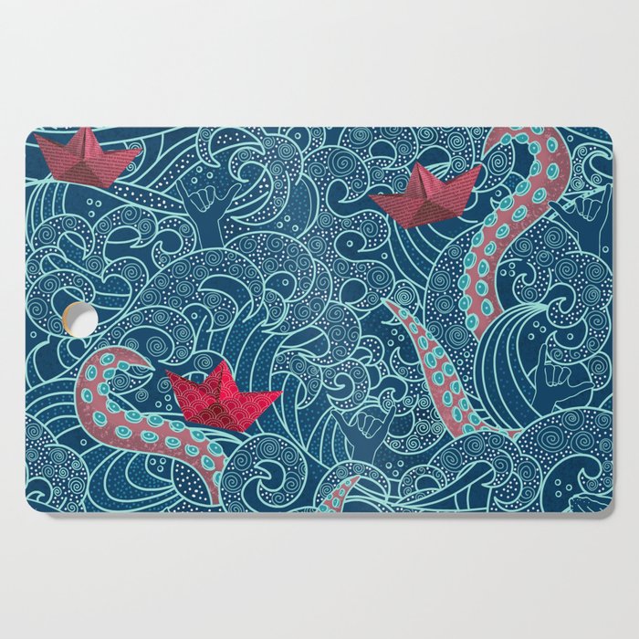 Octopus Ocean Playground smaller print Cutting Board Gallery Image 1