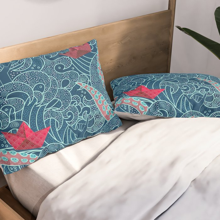 Octopus Ocean Playground smaller print Pillow Sham Gallery Image 2