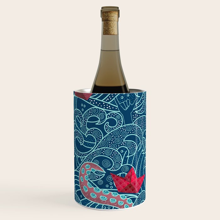 Octopus Ocean Playground smaller print Wine Chiller Gallery Image 2