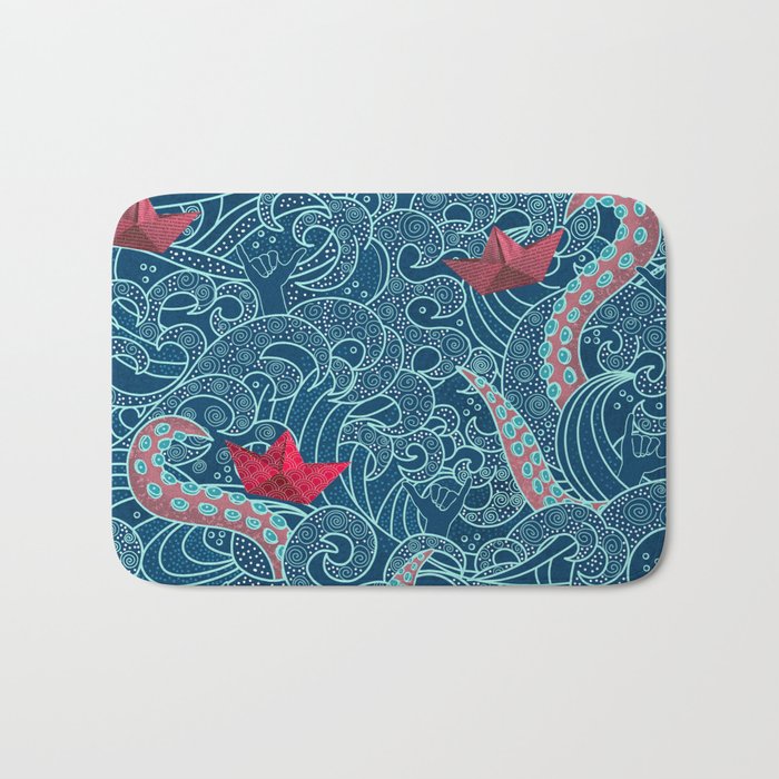Octopus Ocean Playground smaller print Bath Mat Gallery Image 1
