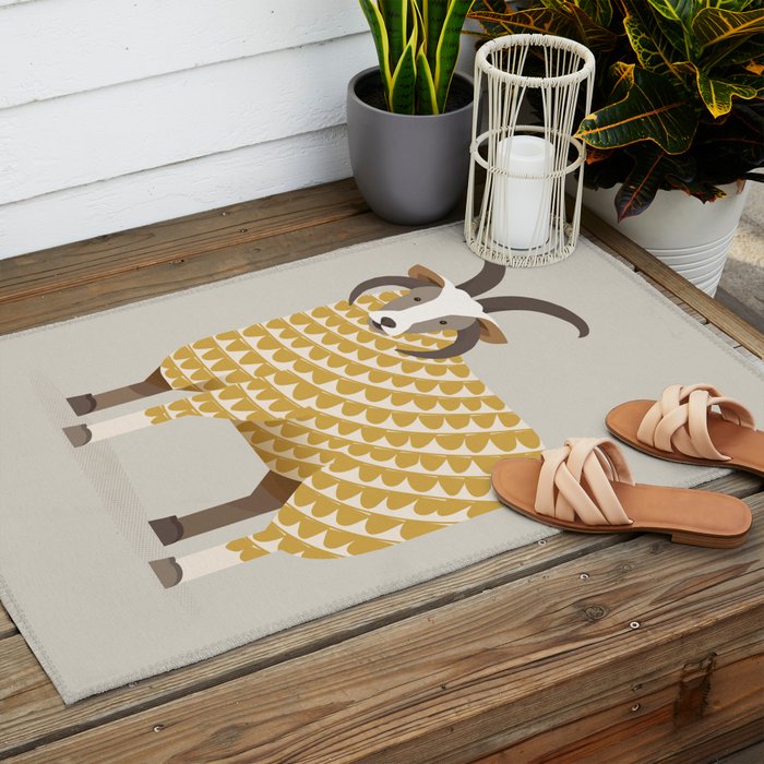 Whimsical Jacob Sheep Outdoor Rug Gallery Image 2