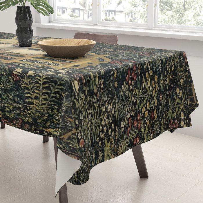 The Unicorn Rests in a Garden (from the Unicorn Tapestries) Tablecloth Gallery Image 3