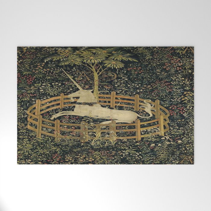 The Unicorn Rests in a Garden (from the Unicorn Tapestries) Welcome Mat Gallery Image 1