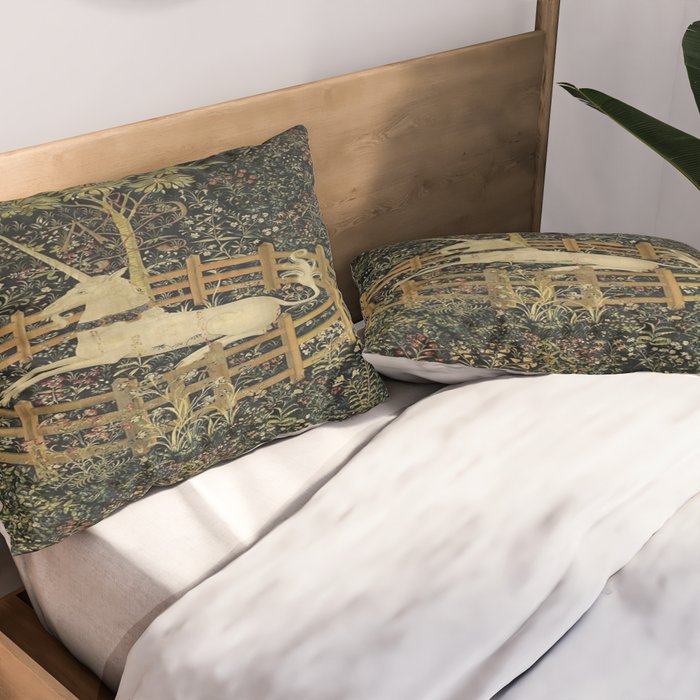 The Unicorn Rests in a Garden (from the Unicorn Tapestries) Pillow Sham Gallery Image 2
