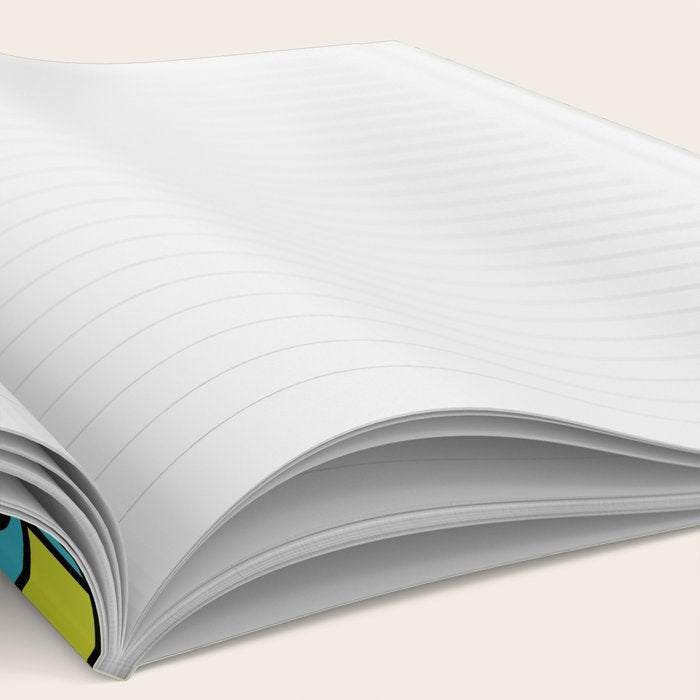 Mid Century Modern Rektangel Geometric Pattern Turquoise Lime Notebook Gallery Image 2