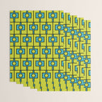Mid Century Modern Rektangel Geometric Pattern Turquoise Lime Wrapping Paper Gallery Image 3