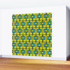 Mid Century Modern Rektangel Geometric Pattern Turquoise Lime Wall Mural Gallery Image 2