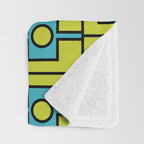 Mid Century Modern Rektangel Geometric Pattern Turquoise Lime Throw Blanket Gallery Image 3