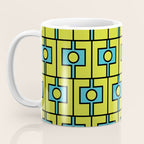 Mid Century Modern Rektangel Geometric Pattern Turquoise Lime Coffee Mug Gallery Image 3