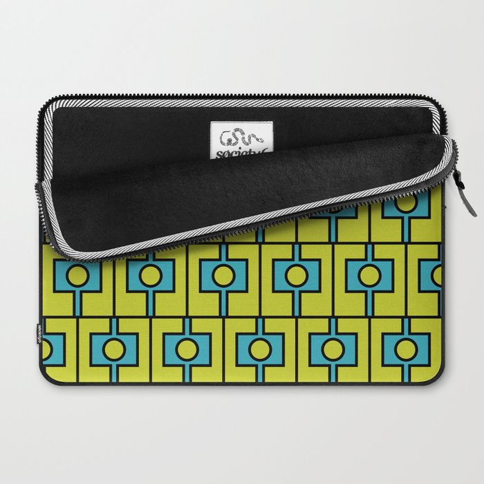 Mid Century Modern Rektangel Geometric Pattern Turquoise Lime Laptop Sleeve Gallery Image 2