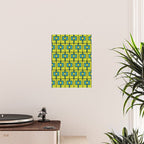 Mid Century Modern Rektangel Geometric Pattern Turquoise Lime Poster Gallery Image 2
