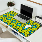 Mid Century Modern Rektangel Geometric Pattern Turquoise Lime Desk Mat Gallery Image 2