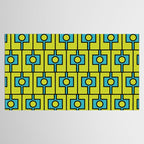 Mid Century Modern Rektangel Geometric Pattern Turquoise Lime Tablecloth Gallery Image 2