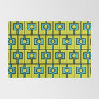Mid Century Modern Rektangel Geometric Pattern Turquoise Lime Rug Gallery Image 2