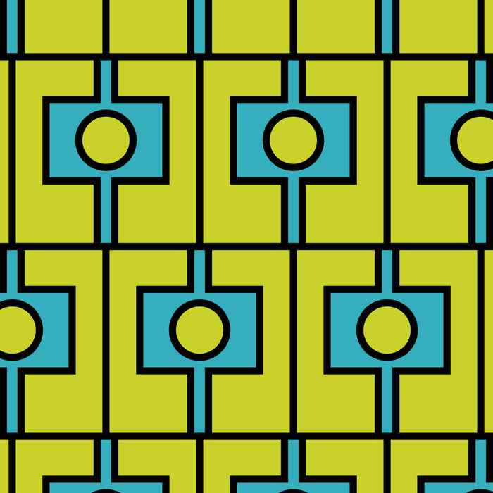 Mid Century Modern Rektangel Geometric Pattern Turquoise Lime Coffee Mug Gallery Image 2