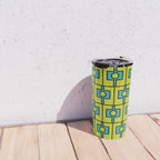 Mid Century Modern Rektangel Geometric Pattern Turquoise Lime Travel Mug Gallery Image 4