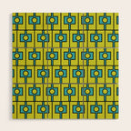 Mid Century Modern Rektangel Geometric Pattern Turquoise Lime Wood Wall Art Gallery Image 1