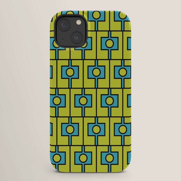 Mid Century Modern Rektangel Geometric Pattern Turquoise Lime iPhone Case Gallery Image 26