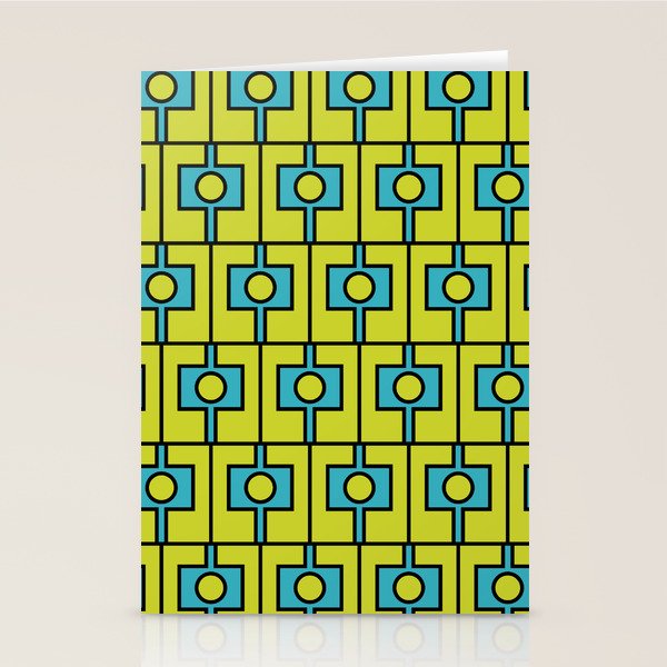 Mid Century Modern Rektangel Geometric Pattern Turquoise Lime Stationery Card Gallery Image 2