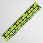 Mid Century Modern Rektangel Geometric Pattern Turquoise Lime Table Runner Gallery Image 3