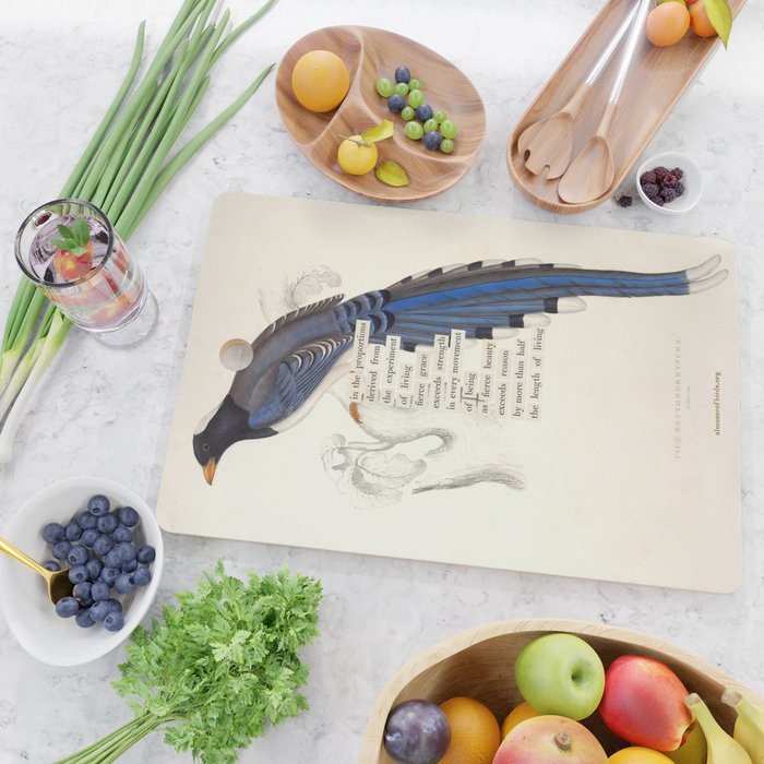 Bird Divinations: Red-Billed Blue Magpie (about: almanacofbirds.org) Cutting Board Gallery Image 2