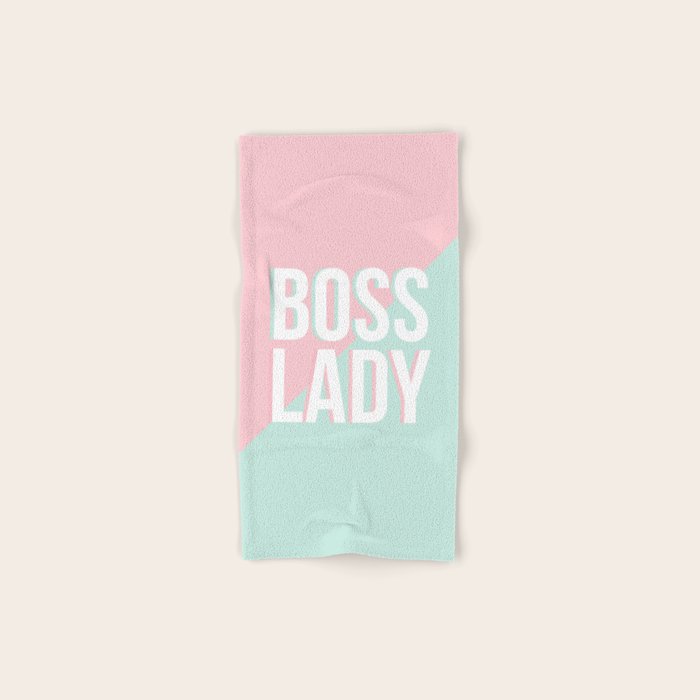 Boss Lady - Pastel Pink and Aqua #bosslady #society6 #typography Bath Towel Gallery Image 1