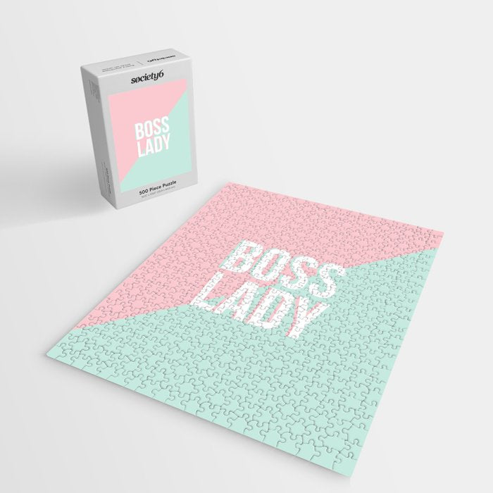 Boss Lady - Pastel Pink and Aqua #bosslady #society6 #typography Jigsaw Puzzle Gallery Image 2