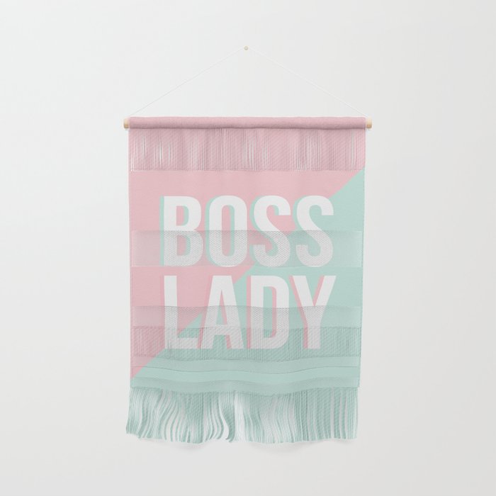 Boss Lady - Pastel Pink and Aqua #bosslady #society6 #typography Wall Hanging Gallery Image 1